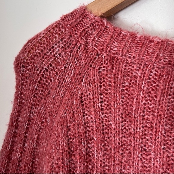 Flick Slub Ribbed Fuzzy Soft Bell Sleeve Coral Sweater M NEW - Picture 12 of 14